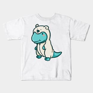 Cute T-Rex in polar bear pajamas, dino, dinosaur Kids T-Shirt